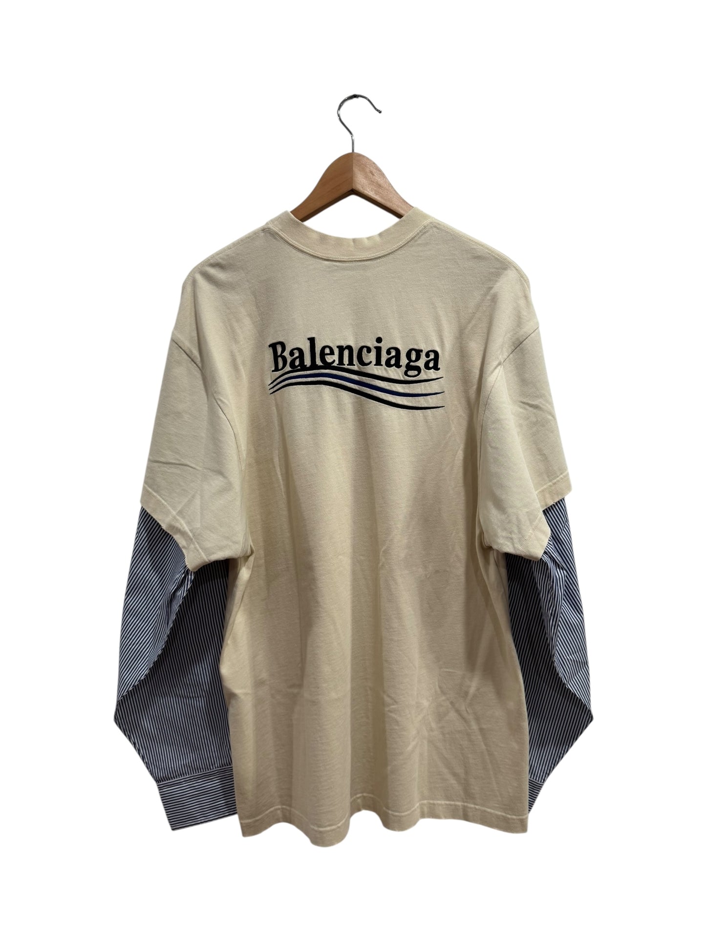 Balenciaga Political Campaign Layered Long Sleeve Tee Cream