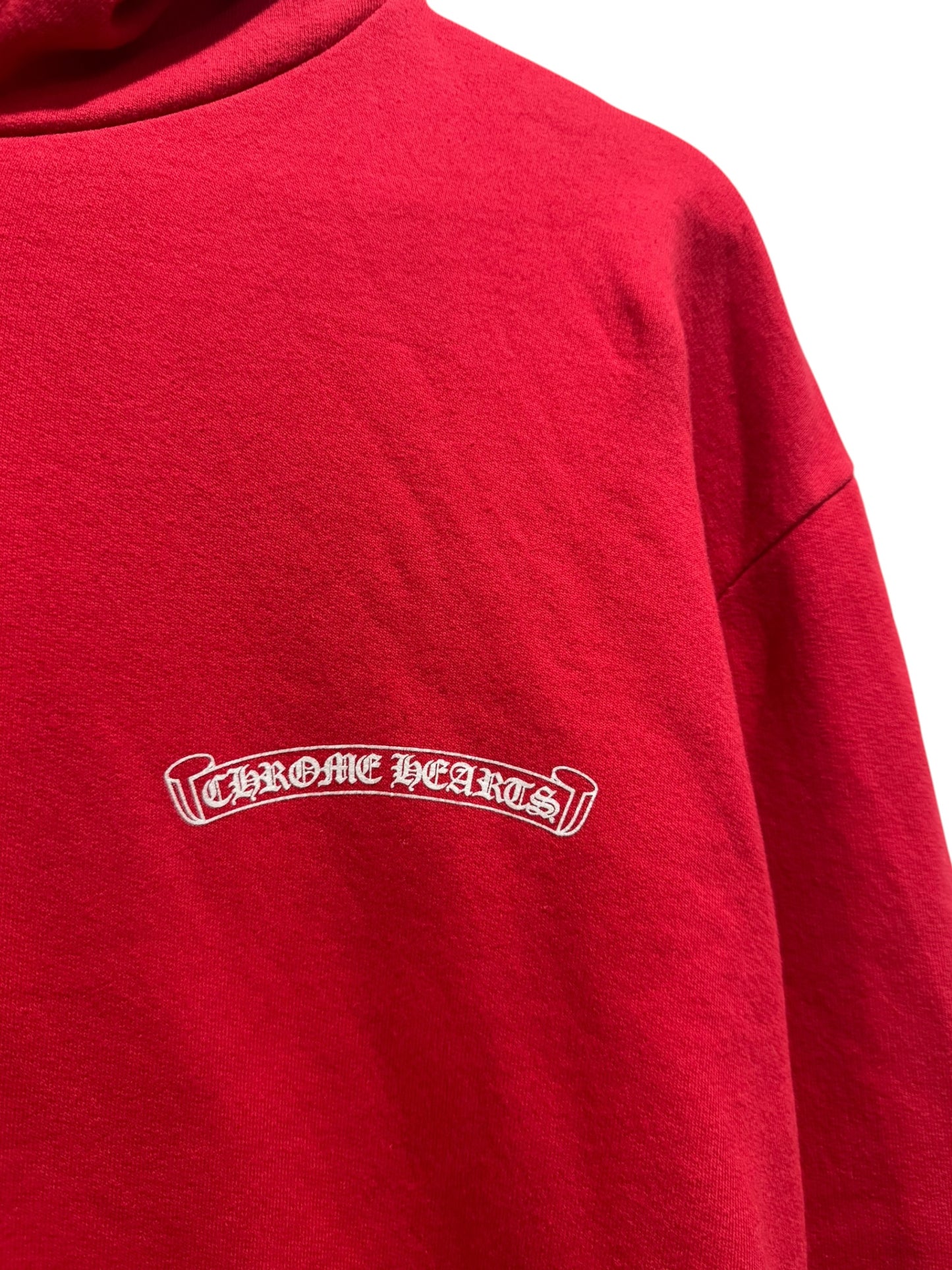 Chrome Hearts Online Exclusive Scroll Logo Hoodie Red