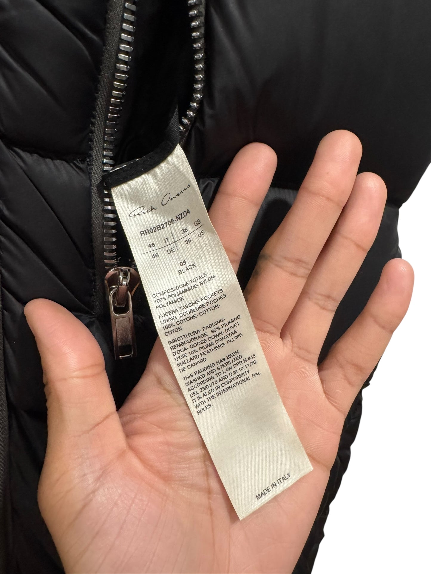 Rick Owens Strobe Gimp Puffer Vest Black