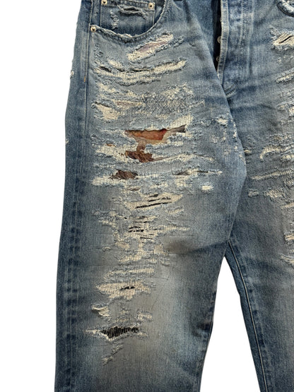 Supreme MM6 Maison Margiela Distressed Loose Fit Selvedge Jean Blue