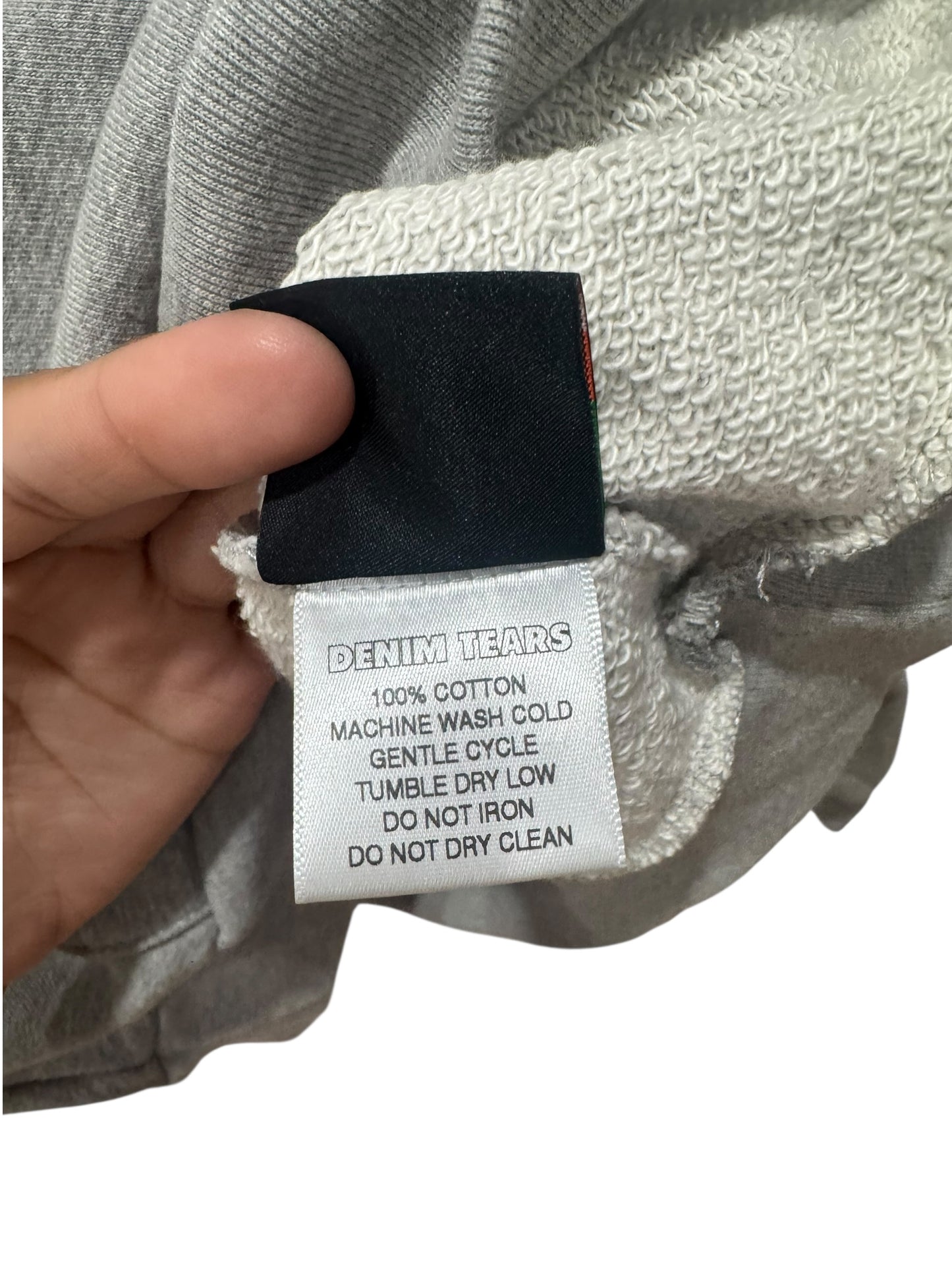 Denim Tears Floral Embroidered Logo Hoodie Grey