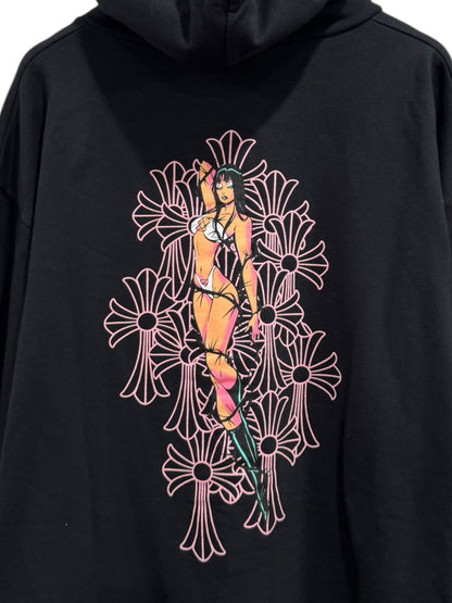 Chrome Hearts x Deadly Dolls Cross Scroll Zip Hoodie Black