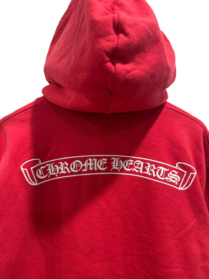 Chrome Hearts Online Exclusive Scroll Logo Hoodie Red