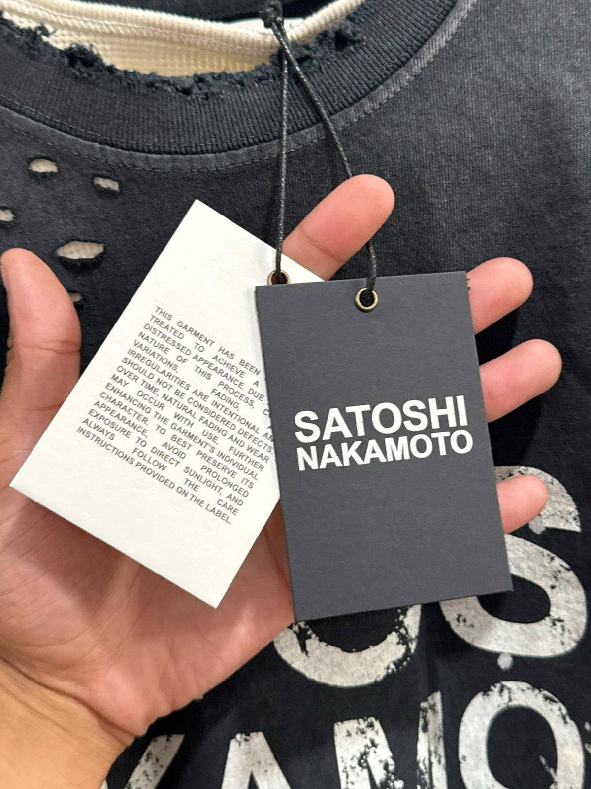 Satoshi Nakamoto Bleached Luke Thermal Tee Black White