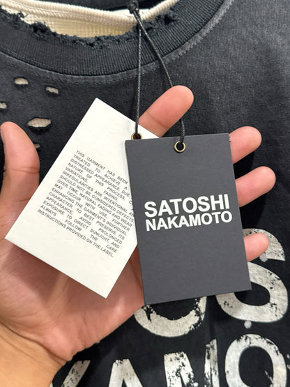 Satoshi Nakamoto Bleached Luke Thermal Tee Black White