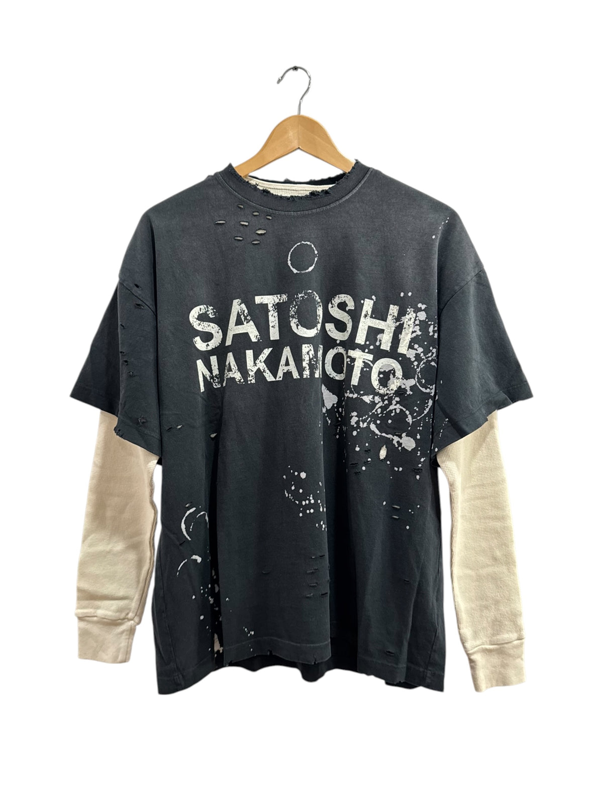 Satoshi Nakamoto Bleached Luke Thermal Tee Black White