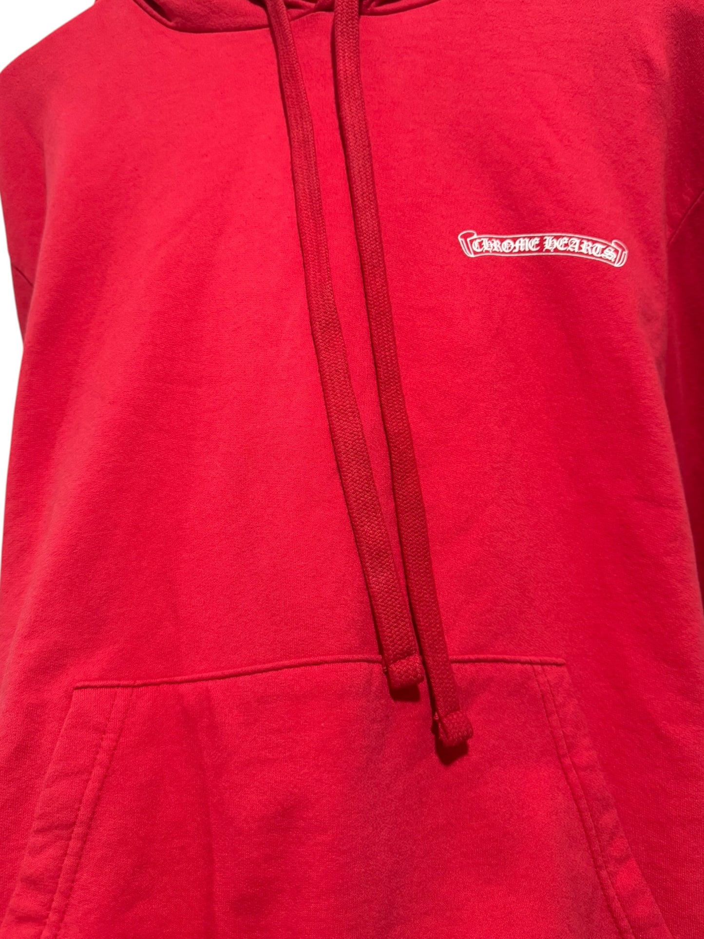 Chrome Hearts Online Exclusive Scroll Logo Hoodie Red