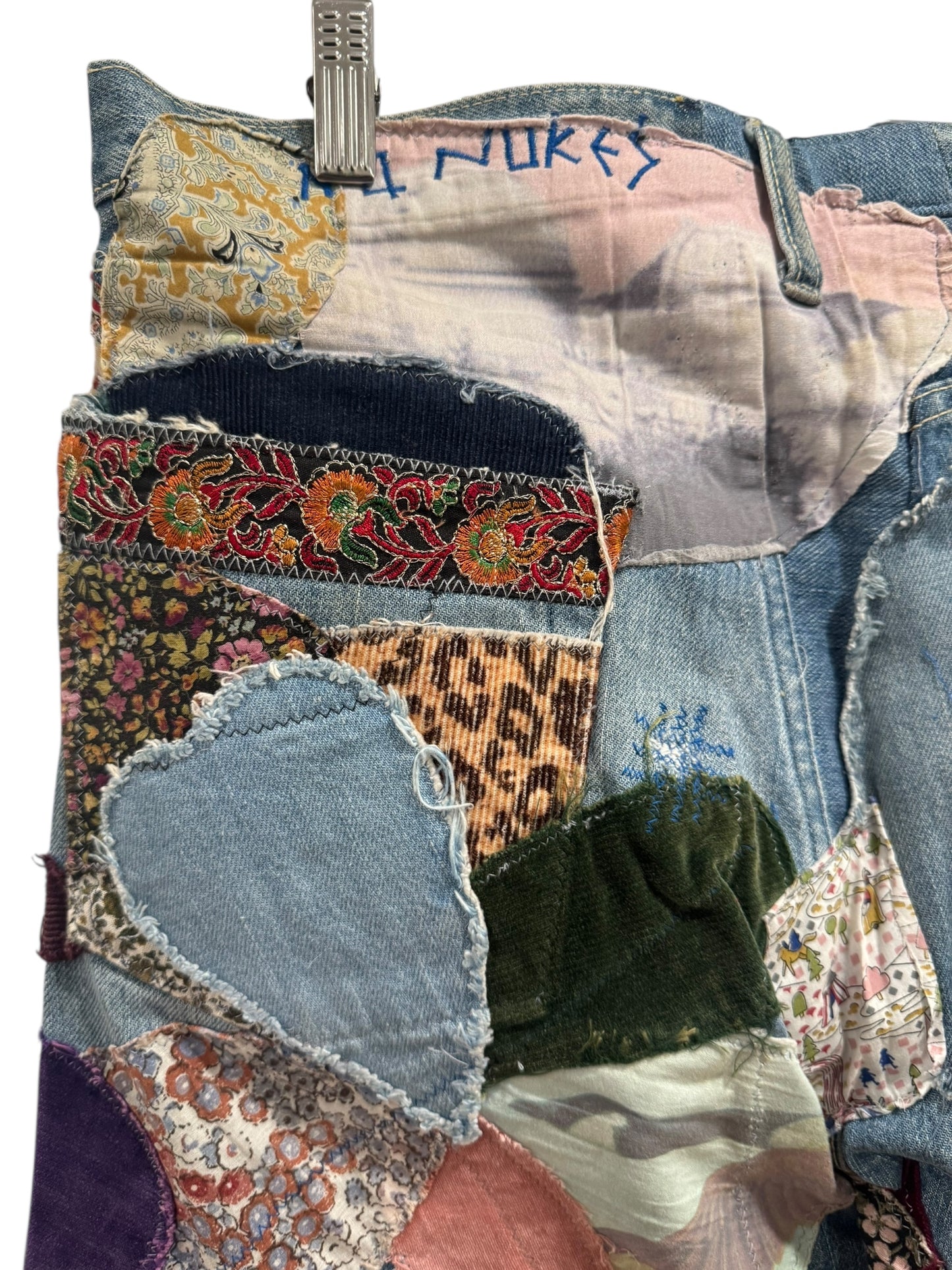 Kapital 14oz Monkey Cisco Patchwork Hippie Insane Jeans Blue