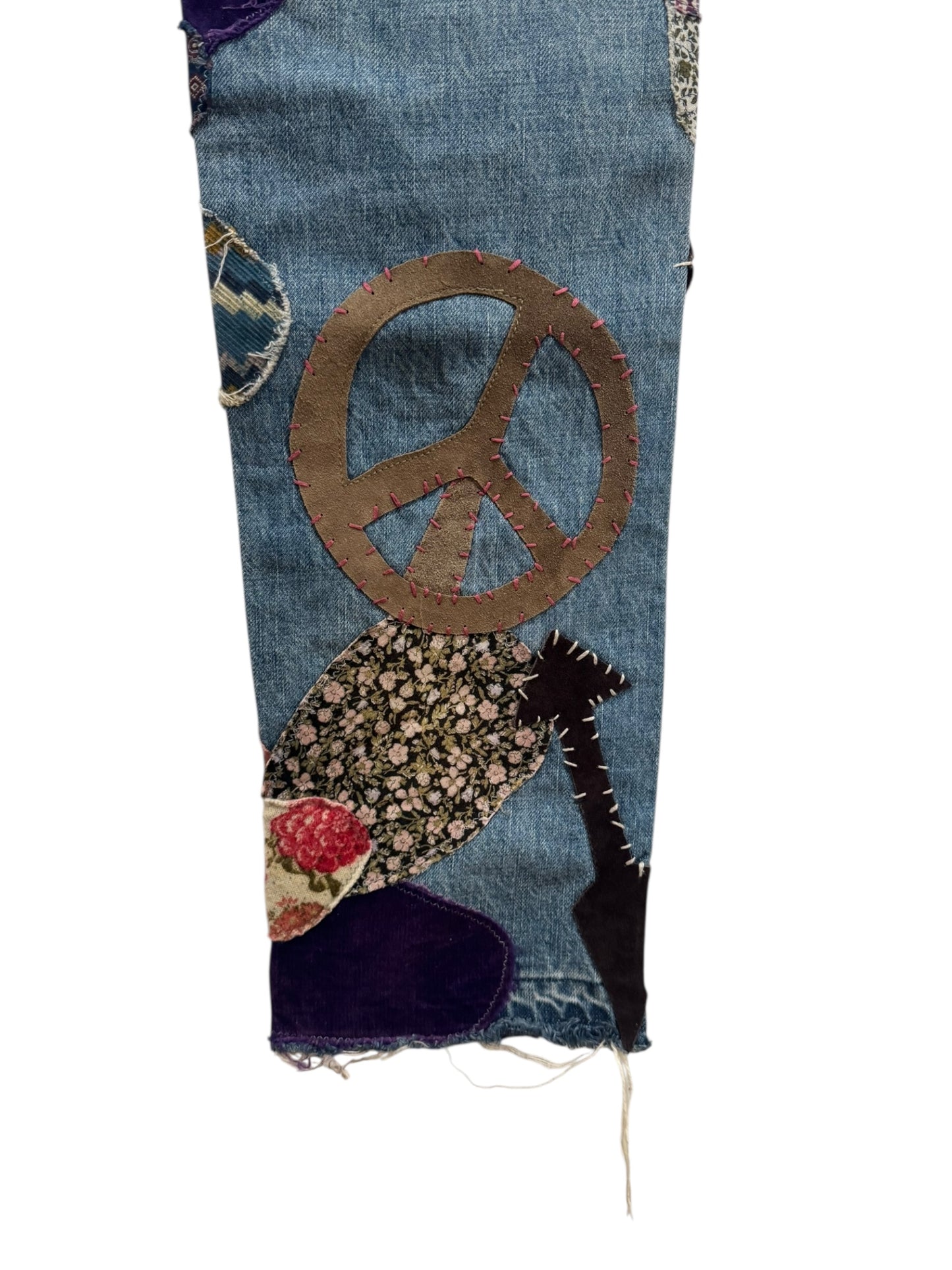 Kapital 14oz Monkey Cisco Patchwork Hippie Insane Jeans Blue