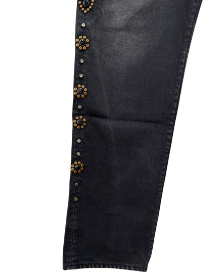 Kapital 14oz Black Denim Monkey Cisco Studded Jeans Black