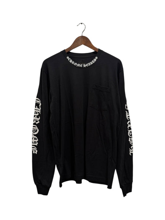 Chrome Hearts Neck Logo Long Slevee Tee Black White