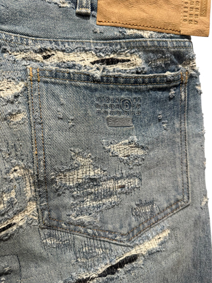 Supreme MM6 Maison Margiela Distressed Loose Fit Selvedge Jean Blue