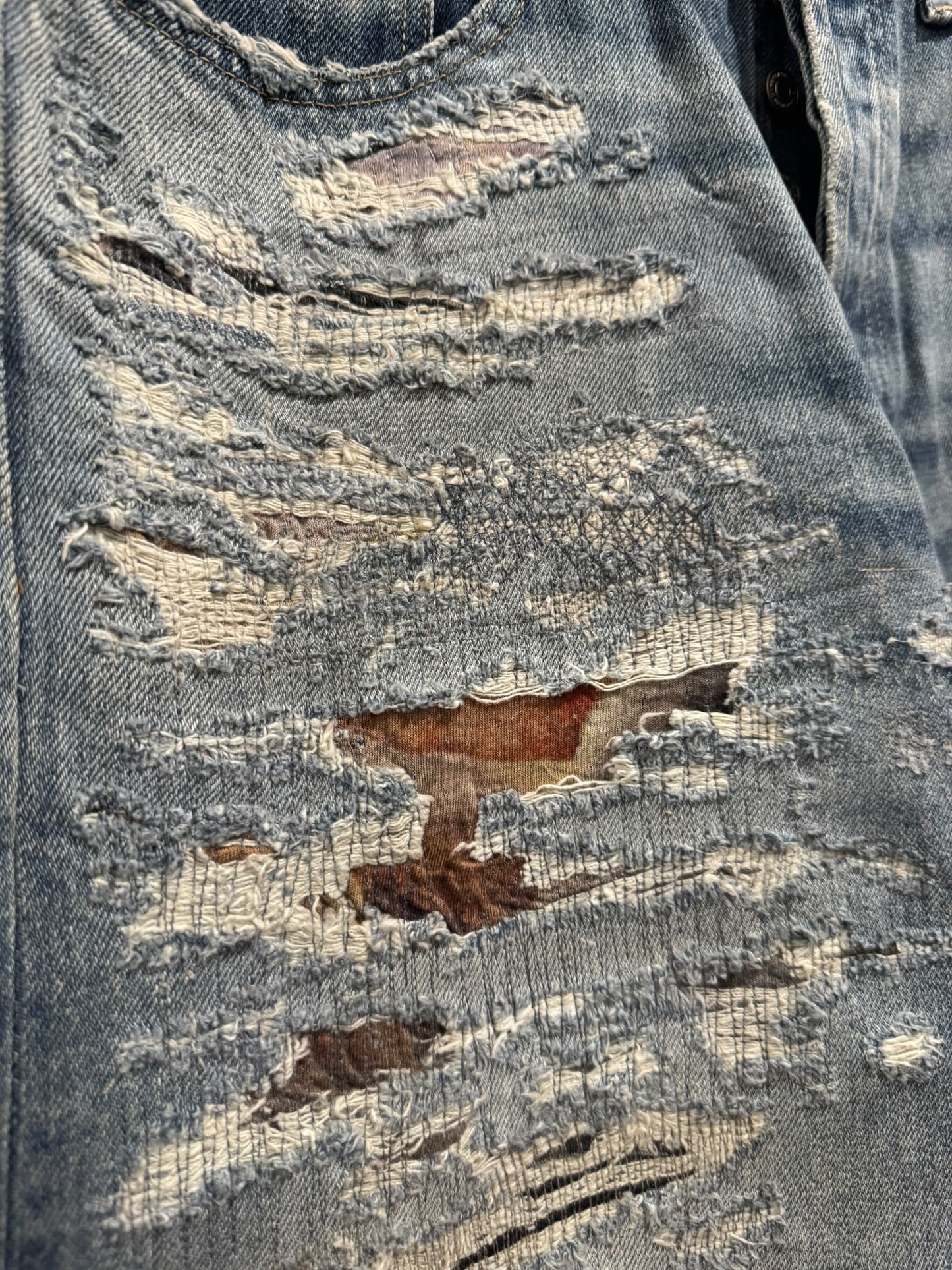 Supreme MM6 Maison Margiela Distressed Loose Fit Selvedge Jean Blue