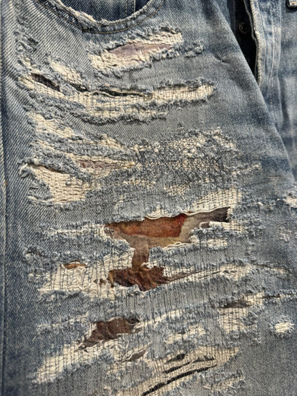 Supreme MM6 Maison Margiela Distressed Loose Fit Selvedge Jean Blue