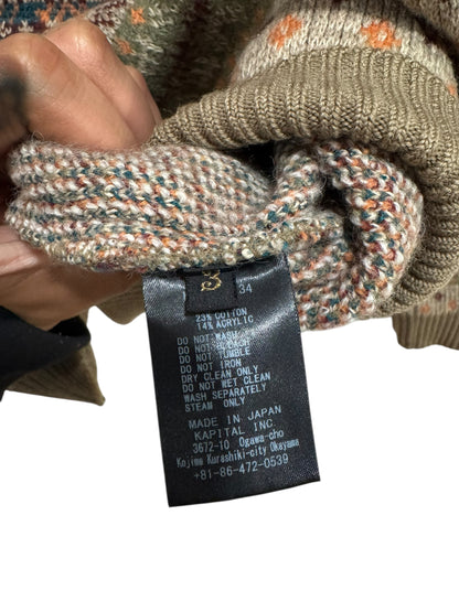 Kapital 7G Wool Fair Isle Bone Sweater Brown Multicolor
