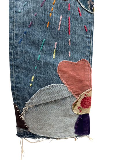 Kapital 14oz Monkey Cisco Patchwork Hippie Insane Jeans Blue