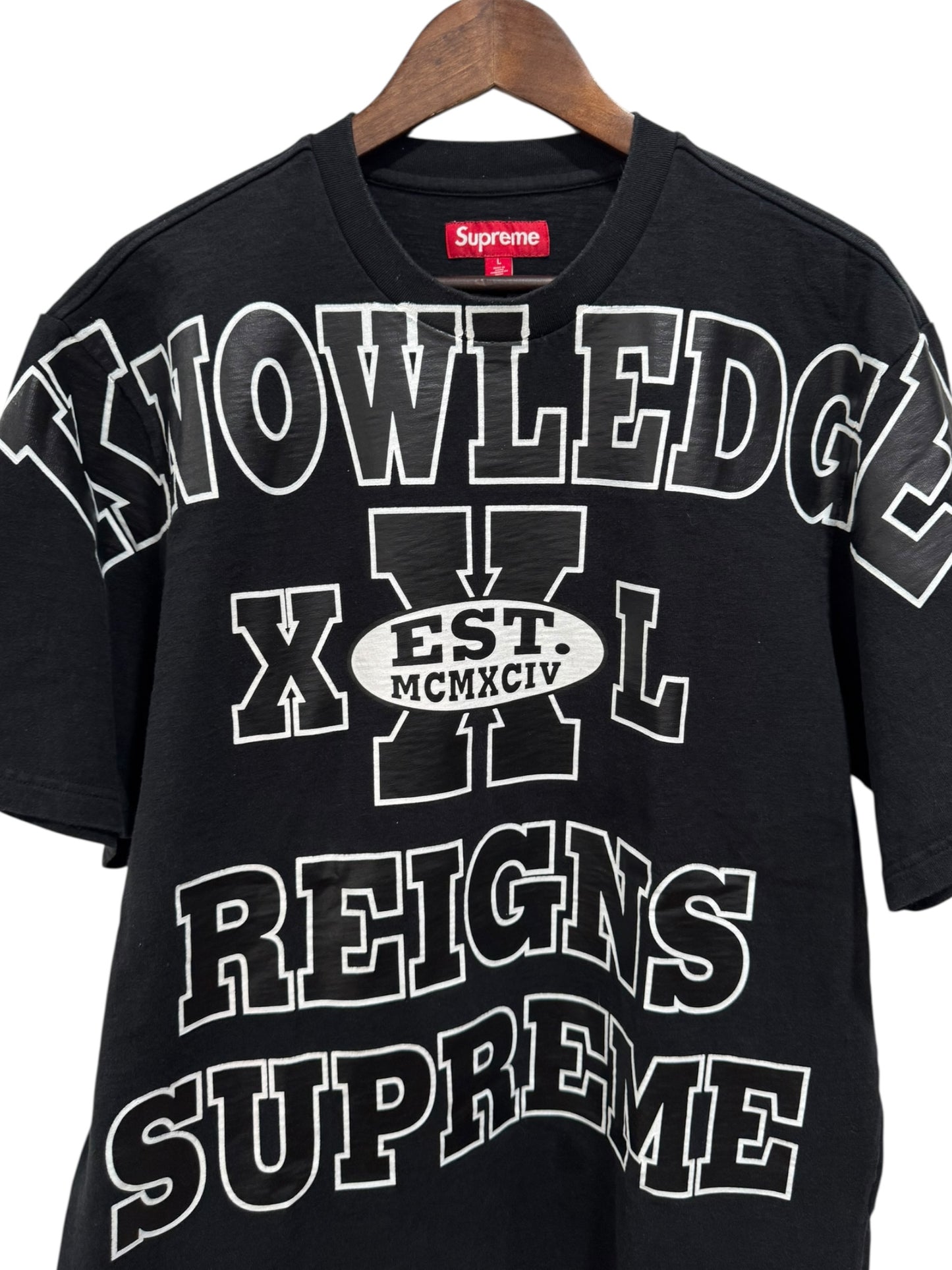 Supreme Overprint Knowledge Tee Black