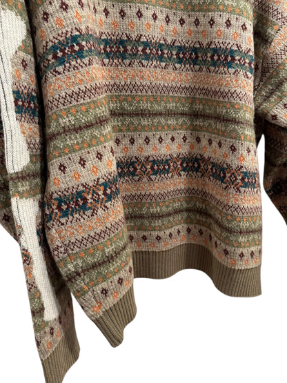 Kapital 7G Wool Fair Isle Bone Sweater Brown Multicolor