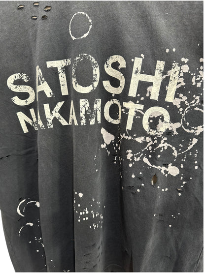 Satoshi Nakamoto Bleached Luke Thermal Tee Black White