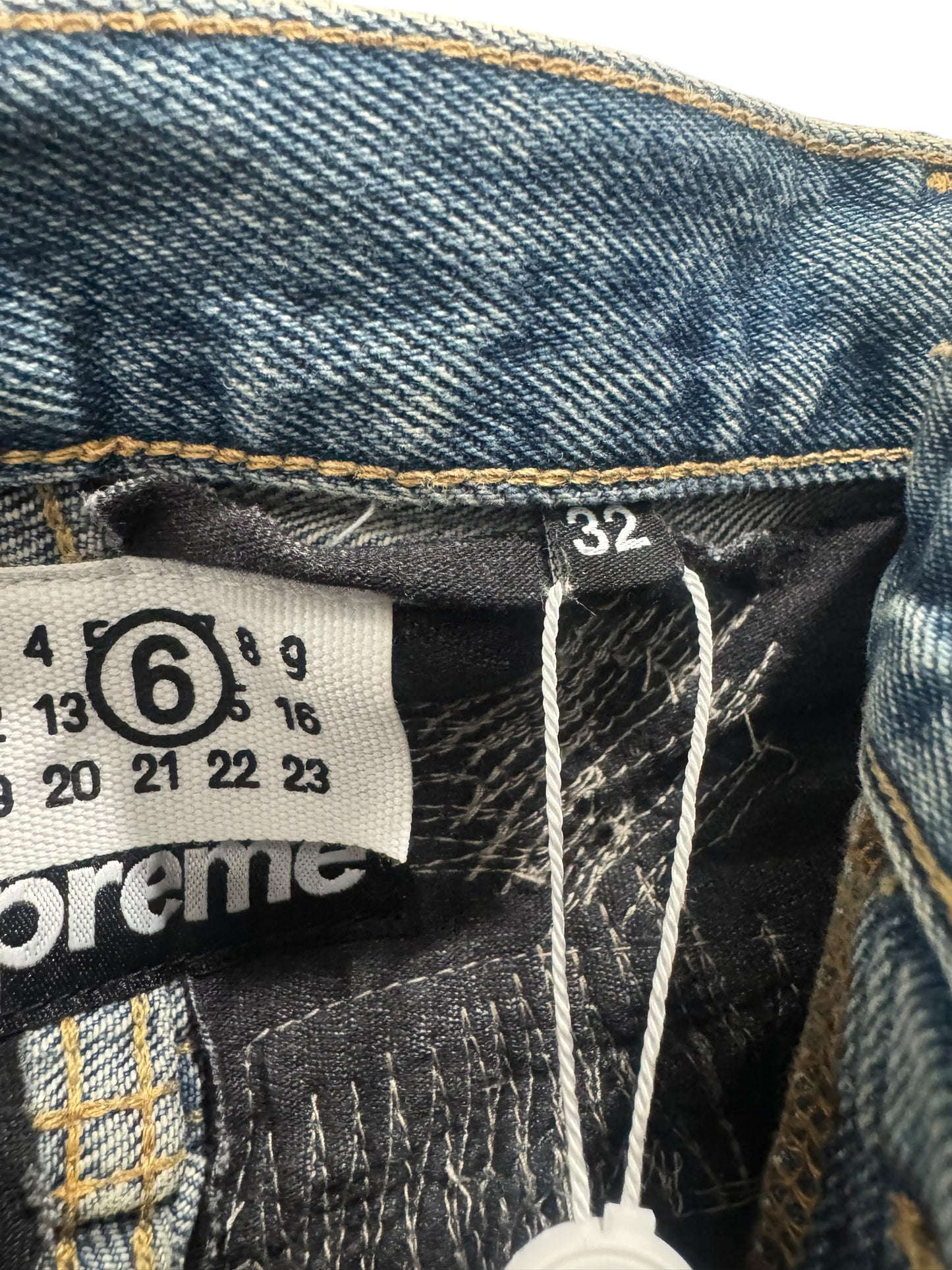Supreme MM6 Maison Margiela Distressed Loose Fit Selvedge Jean Blue
