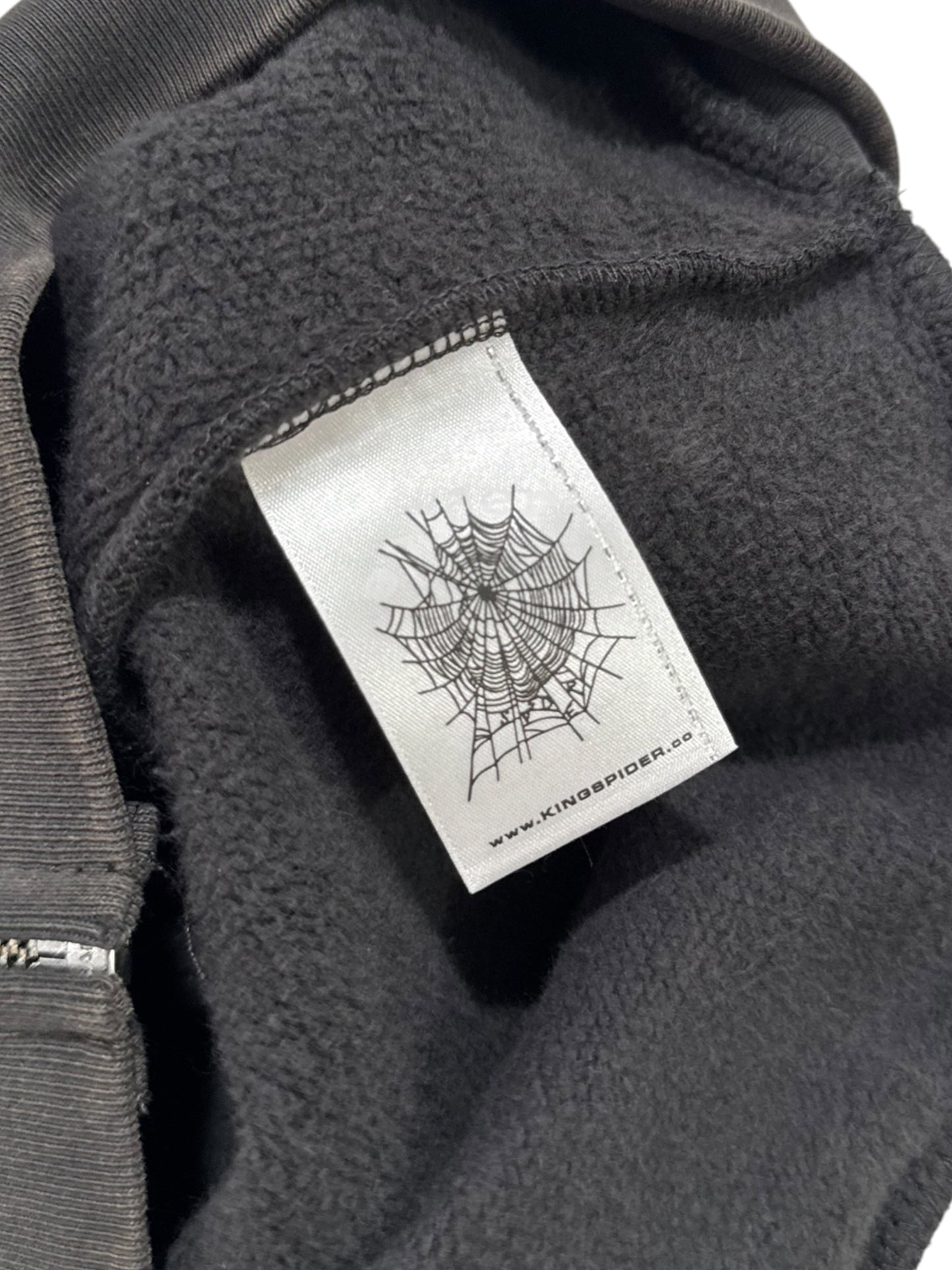 Sp5der Rhinestone Web Zip Hoodie Black