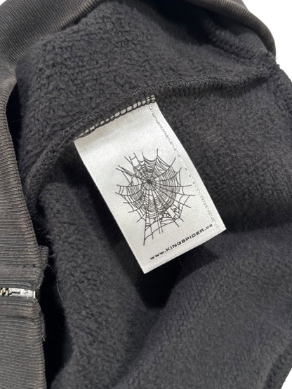 Sp5der Rhinestone Web Zip Hoodie Black