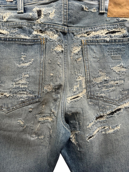 Supreme MM6 Maison Margiela Distressed Loose Fit Selvedge Jean Blue
