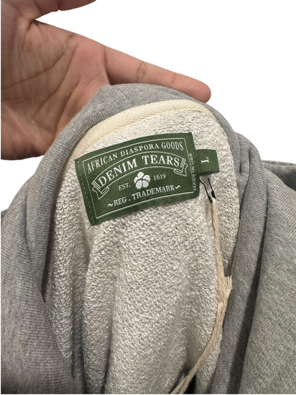 Denim Tears Floral Embroidered Logo Hoodie Grey
