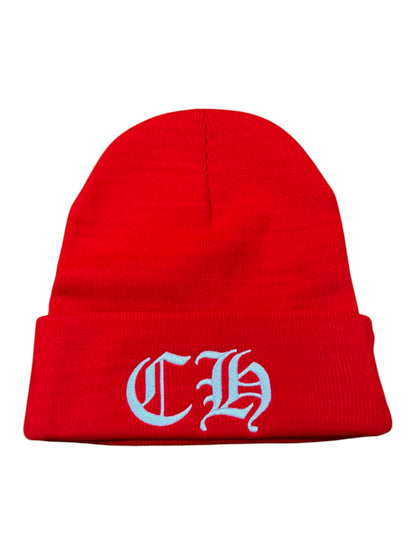 Chrome Hearts CH Logo Beanie Red White
