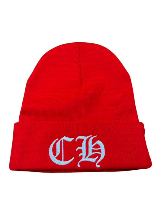Chrome Hearts CH Logo Beanie Red White