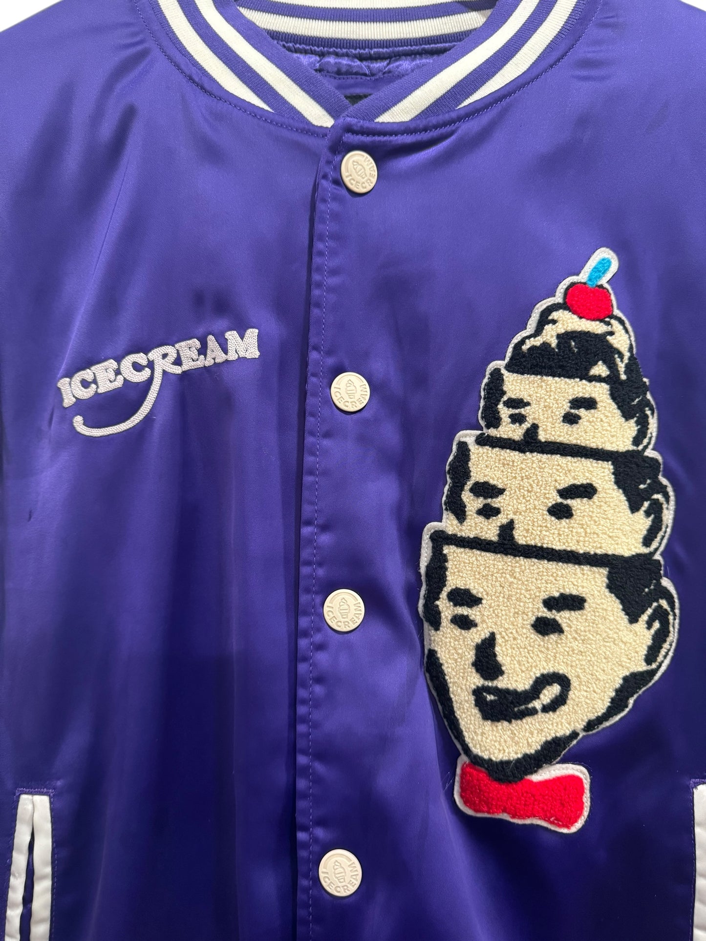 ICECREAM Hoodini Stadium Satin Varsity Jacket Purple