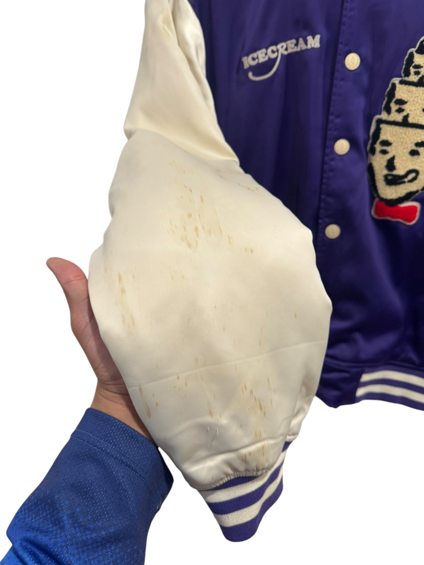 ICECREAM Hoodini Stadium Satin Varsity Jacket Purple