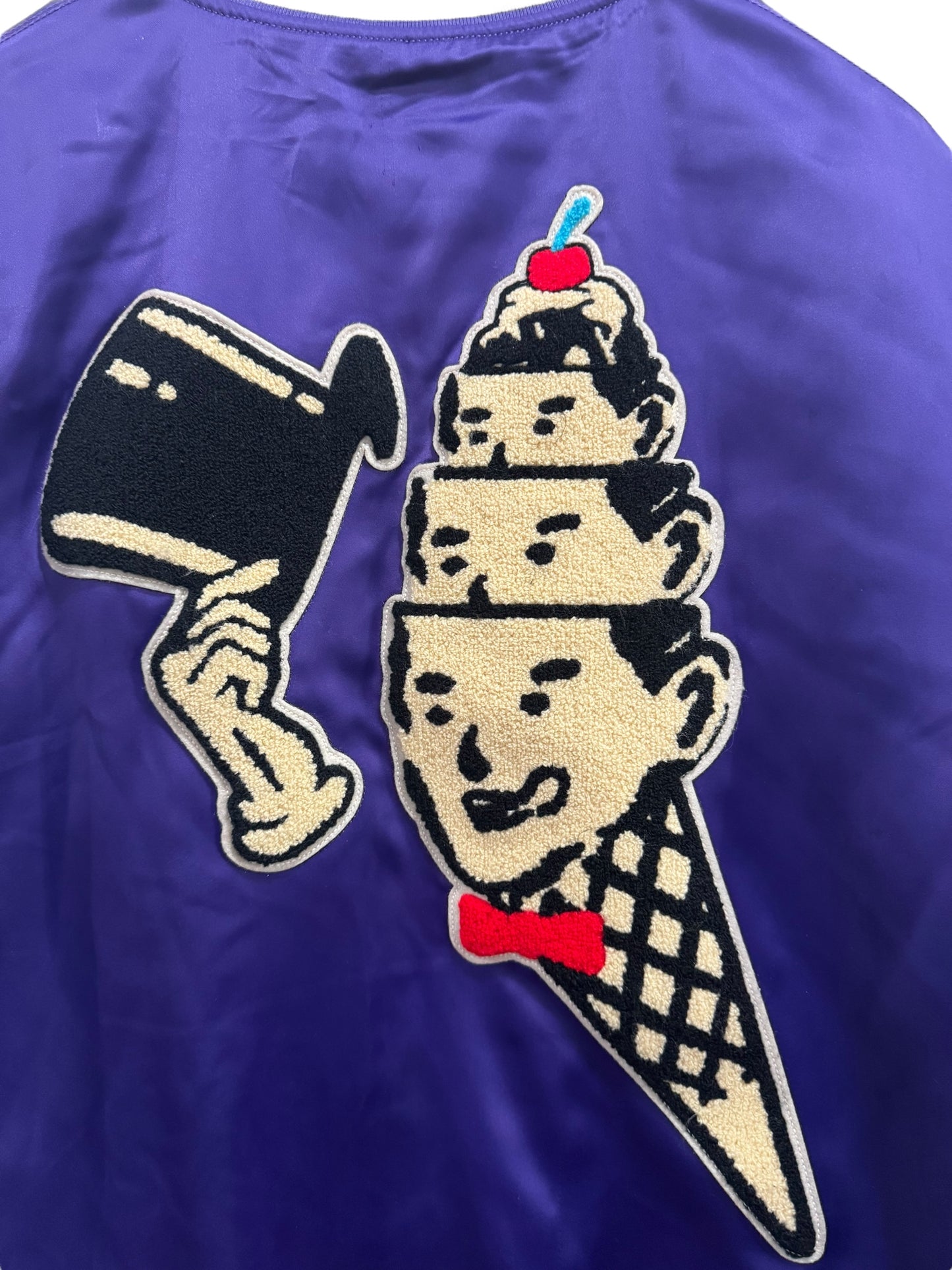 ICECREAM Hoodini Stadium Satin Varsity Jacket Purple