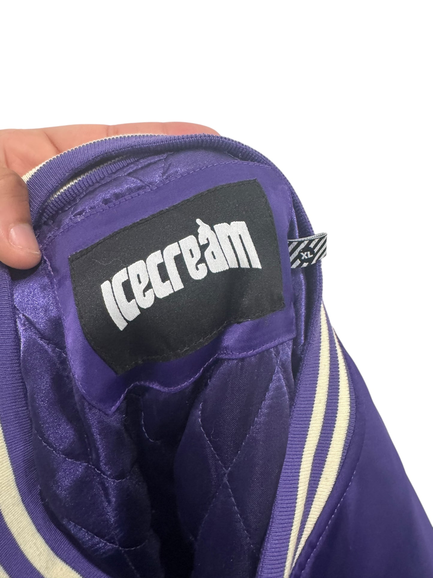 ICECREAM Hoodini Stadium Satin Varsity Jacket Purple