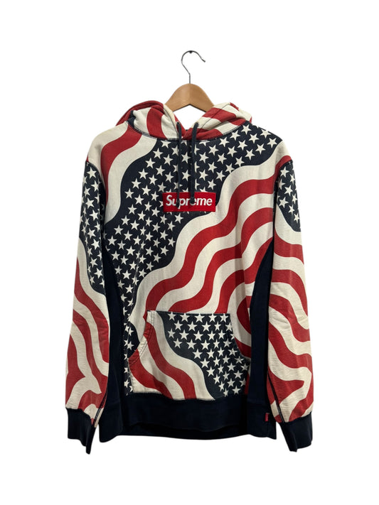 Supreme USA Flag Box Logo Hoodie White