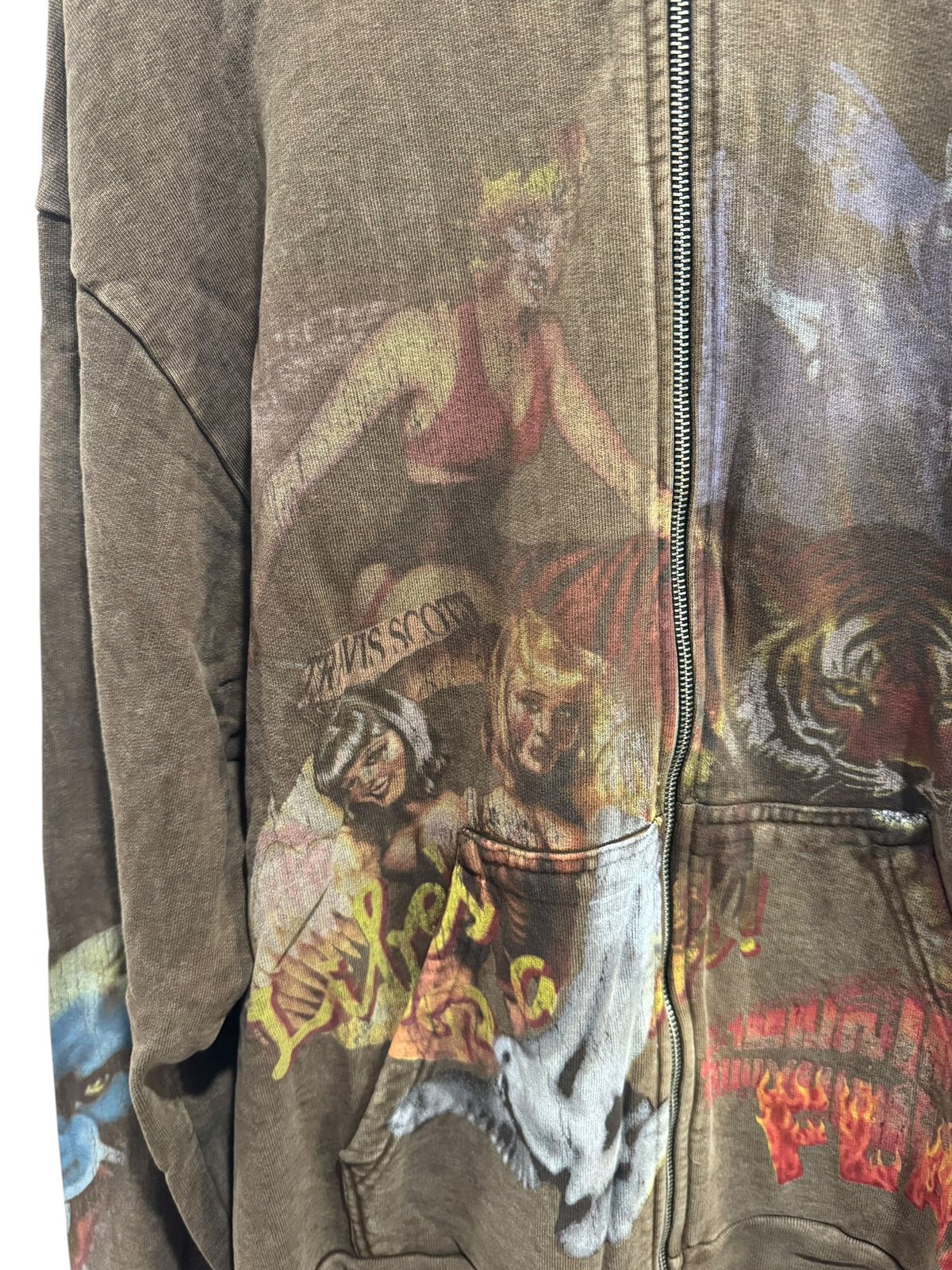 Travis Scott Utopia Circus Maximus 2023 Tour Zip-Up Hoodie Brown