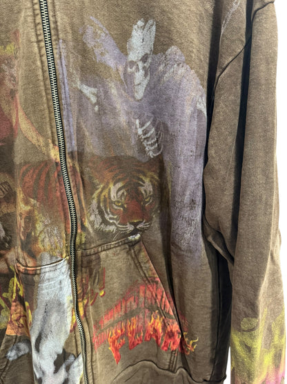 Travis Scott Utopia Circus Maximus 2023 Tour Zip-Up Hoodie Brown