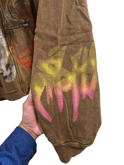 Travis Scott Utopia Circus Maximus 2023 Tour Zip-Up Hoodie Brown