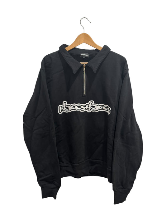 Places + Faces Angel Half Zip Crewneck Black