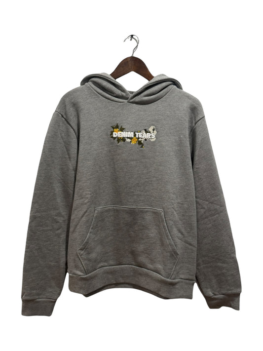 Denim Tears Floral Embroidered Logo Hoodie Grey