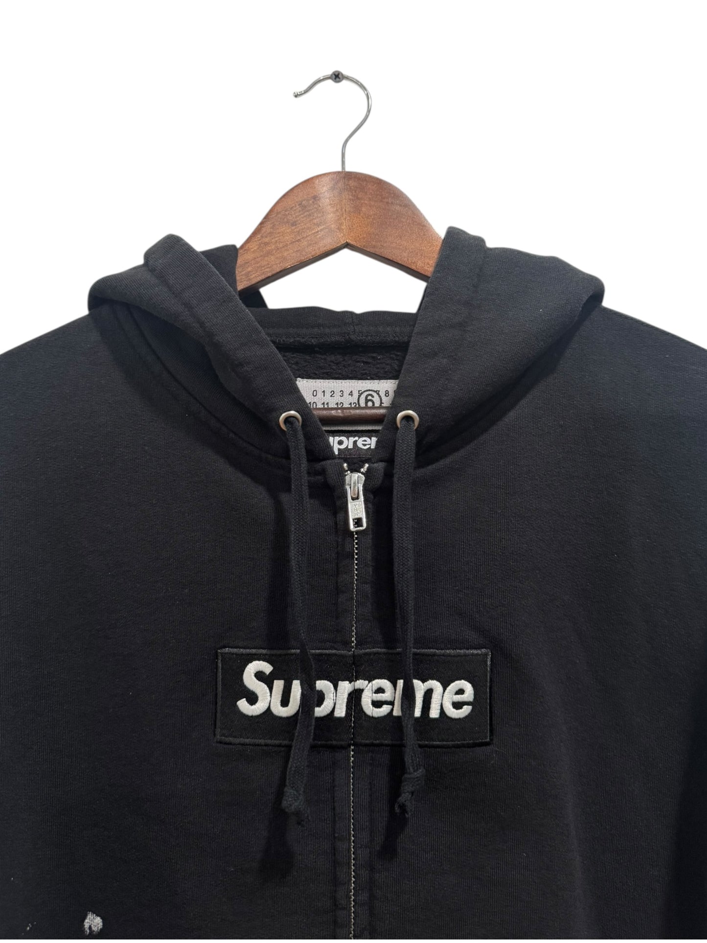 Supreme MM6 Maison Margiela Box Logo Zip Up Hooded Sweatshirt Black