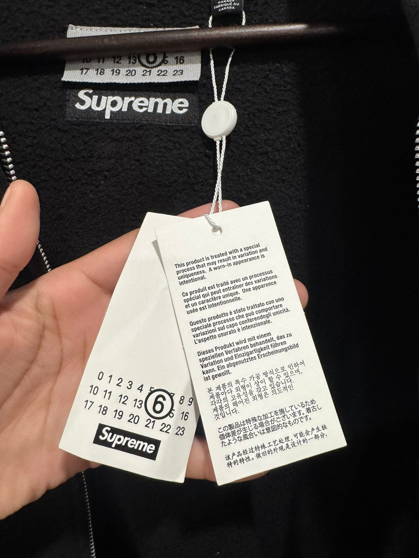 Supreme MM6 Maison Margiela Box Logo Zip Up Hooded Sweatshirt Black
