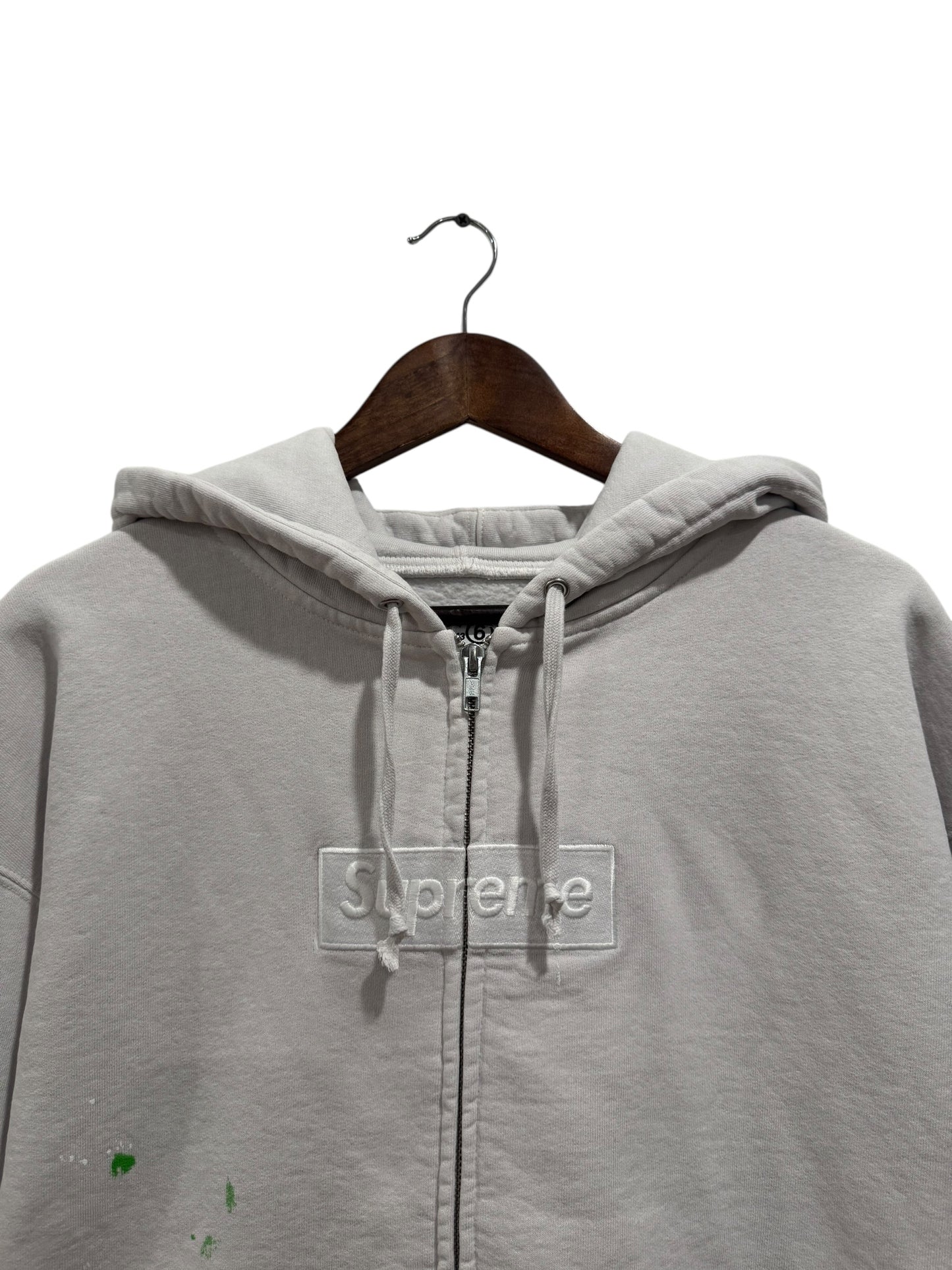 Supreme MM6 Maison Margiela Box Logo Zip Up Hooded Sweatshirt White