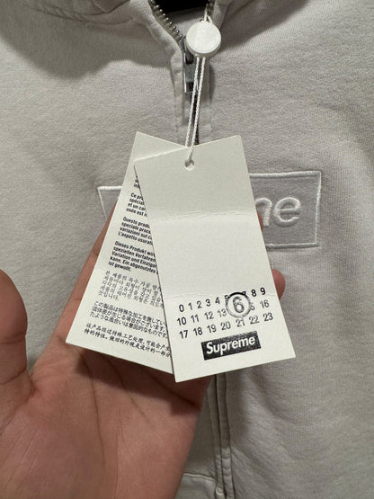 Supreme MM6 Maison Margiela Box Logo Zip Up Hooded Sweatshirt White