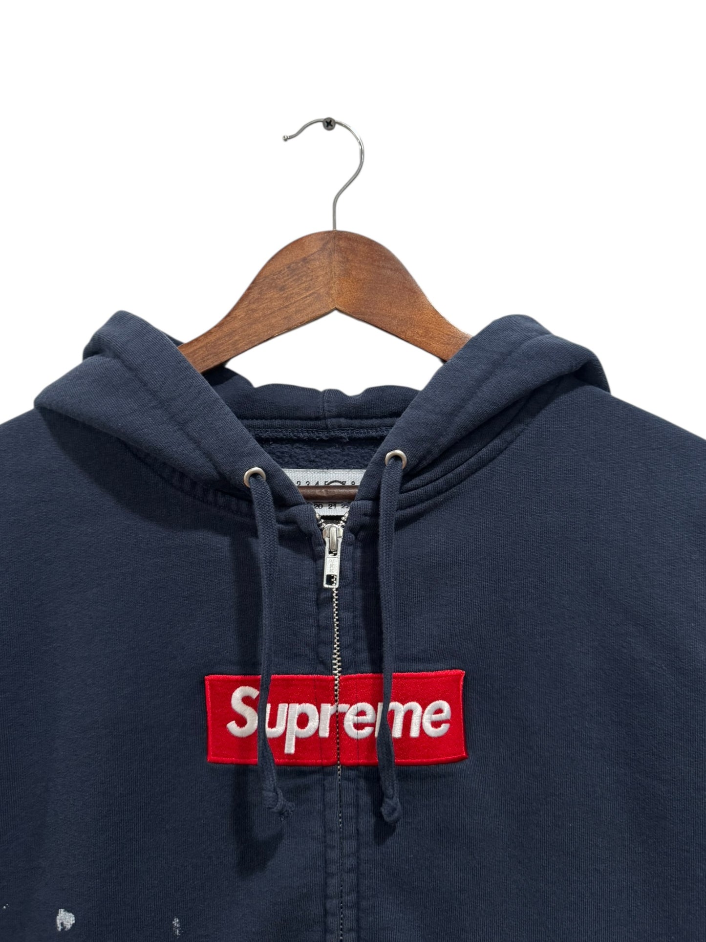 Supreme MM6 Maison Margiela Box Logo Zip Up Hooded Sweatshirt Navy