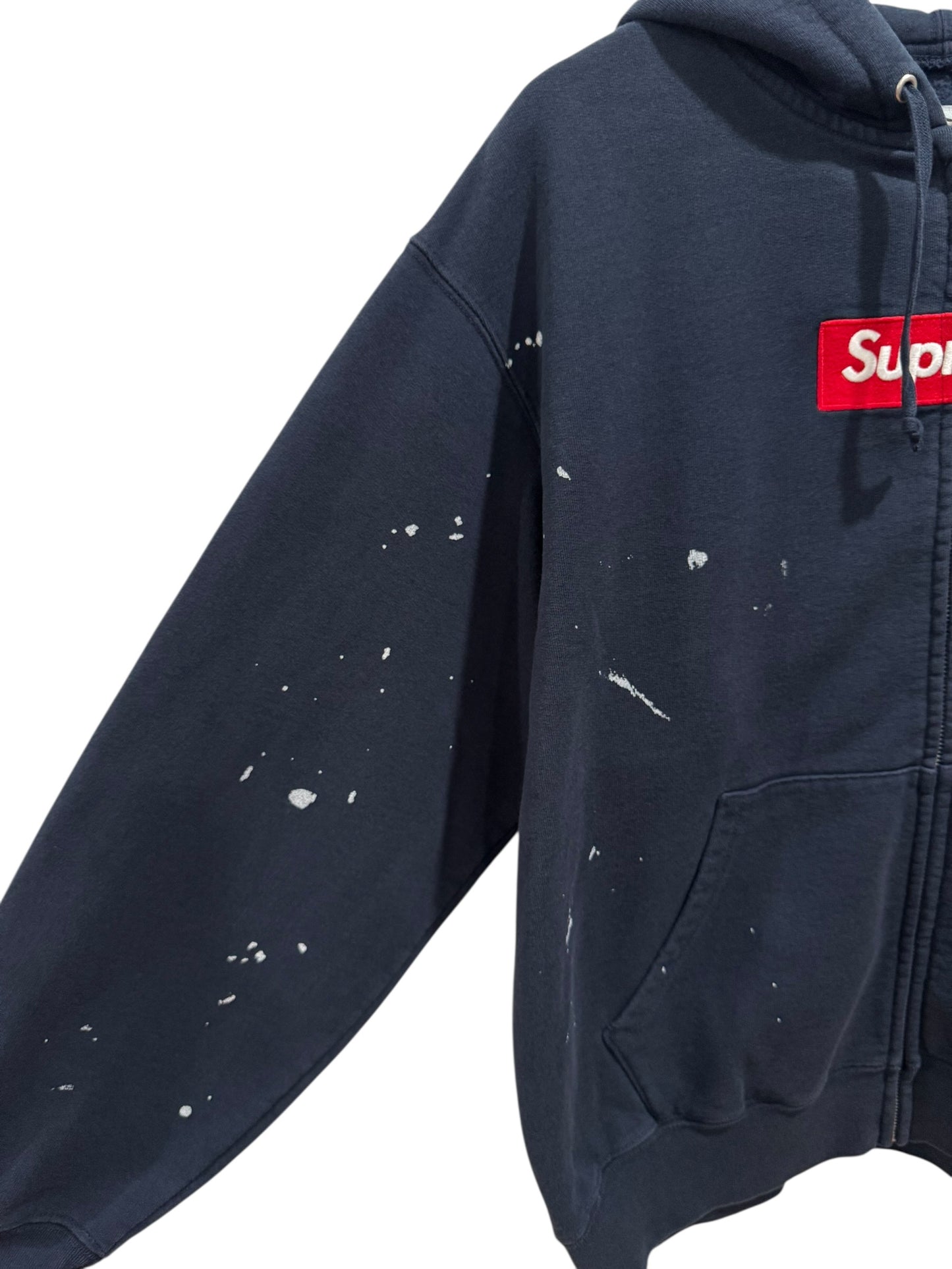 Supreme MM6 Maison Margiela Box Logo Zip Up Hooded Sweatshirt Navy