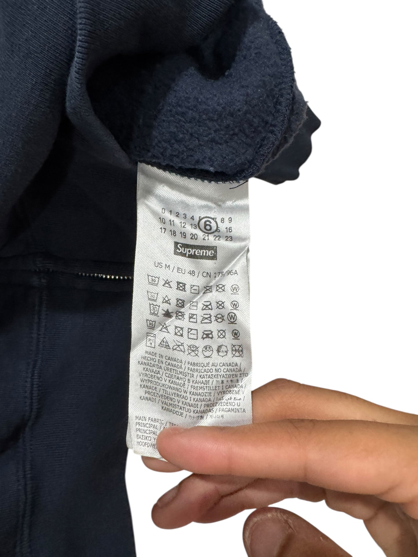 Supreme MM6 Maison Margiela Box Logo Zip Up Hooded Sweatshirt Navy