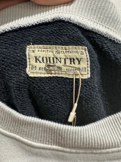 Kapital Two Tone Bone Fleece Crewneck Grey Black