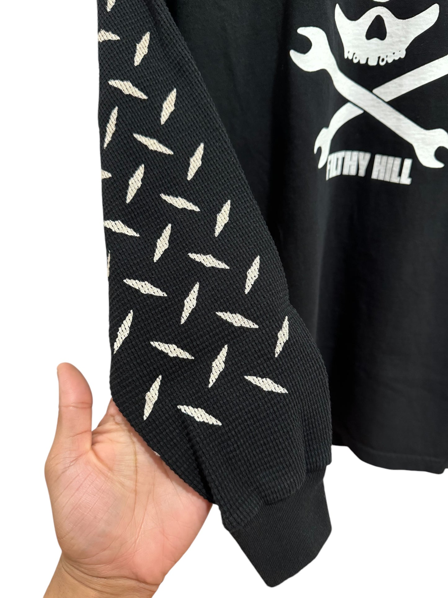 Billy Hill x WakeUpFilthy Skull & Wrenches Combo Thermal Long Sleeve Tee Black