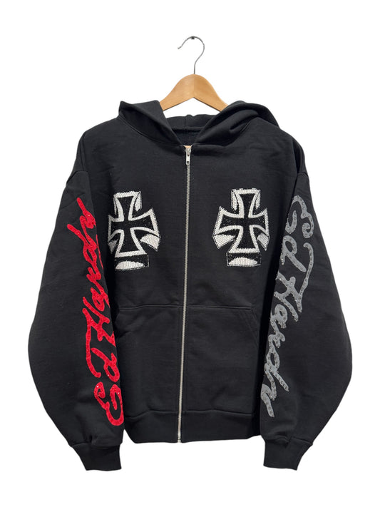 Ed Hardy x Ken Carson XMan Rhinestone Hoodie Black